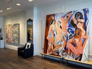 Colorful modern artwork on display inside a local art gallery in Siesta Key, Florida