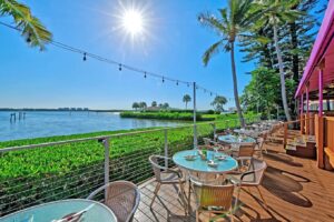 Turtles Restaurant in Siesta Key, Florida, offering waterfront dining on Little Sarasota Bay with sunset views, outdoor patio seating, and a relaxed coastal atmosphere.