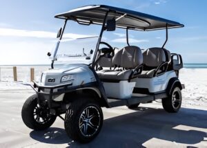 ZoomAround golf cart rental on Siesta Key beach