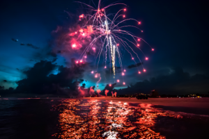 Fireworks illuminate the night sky over Siesta Beach during the 35th Annual Siesta Key Community Fireworks celebration on the Fourth of July.